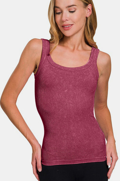 Zenana Ribbed Scoop Neck Tank.