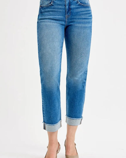 RISEN Full Size High Rise Boyfriend Fit Ankle Jeans Plus SIze - Sleekdenim.com