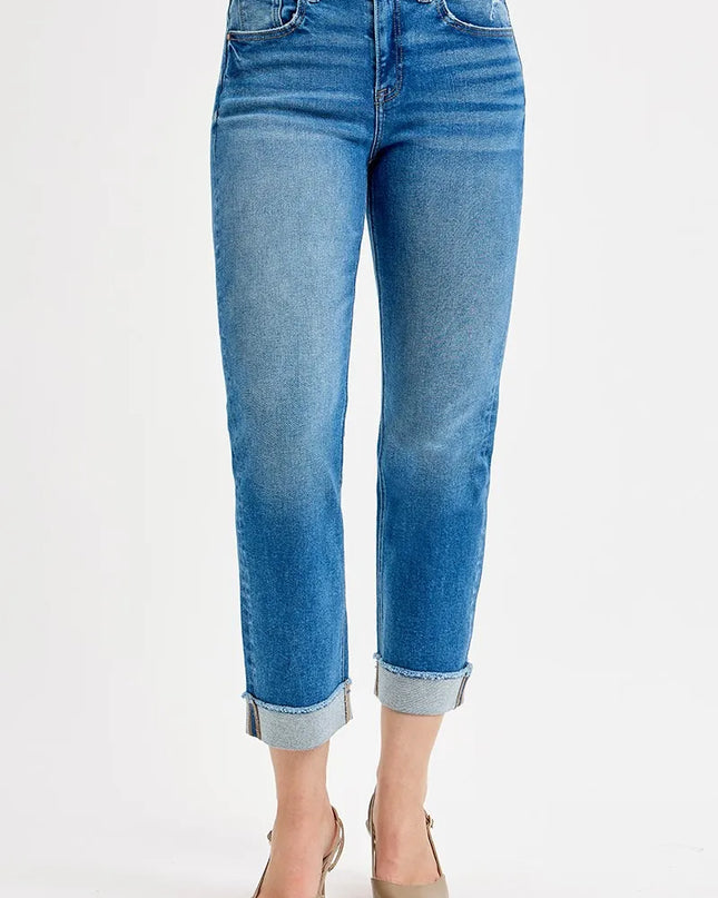 RISEN Full Size High Rise Boyfriend Fit Ankle Jeans Plus SIze - Sleekdenim.com