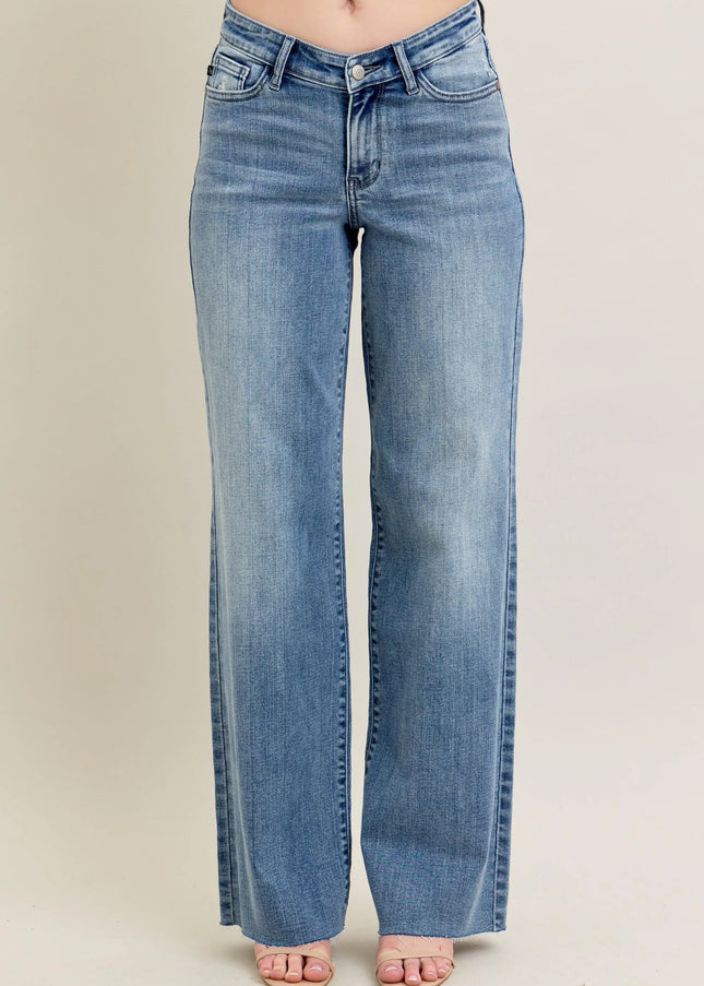 Judy Blue Full Size V - Front Baggy Jeans Plus Size - Sleekdenim.com