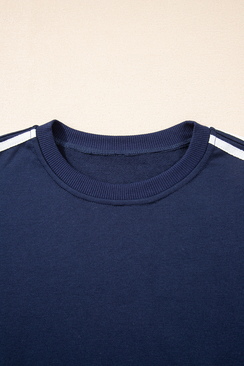 Black Varsity Striped Detail Cropped Pullover Wide Leg Pants 2pcs Outfit