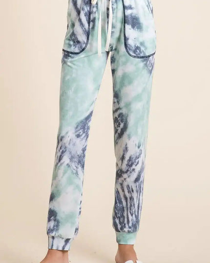 BiBi Tie Dye French Terry Casual Sweat Pants - Sleekdenim.com