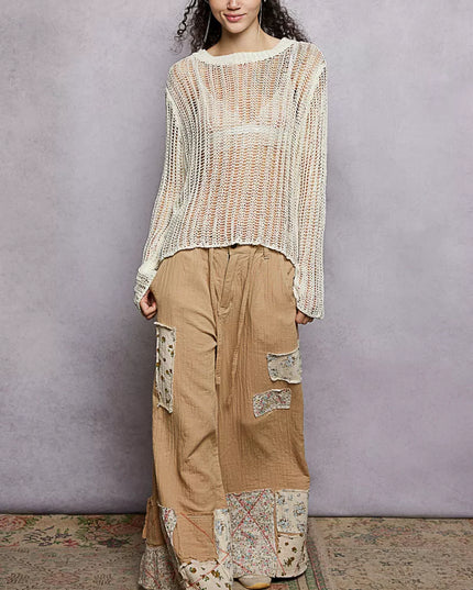 POL Openwork Round Neck Knit Cover Up - Sleekdenim.com