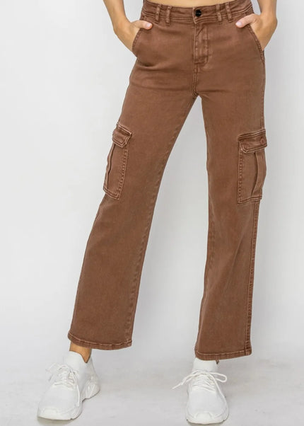 Risen Full Size High Rise Cargo Jeans - Sleekdenim.com
