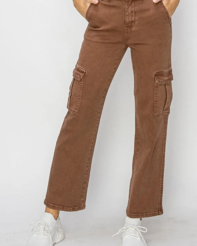 Risen Full Size High Rise Cargo Jeans - Sleekdenim.com
