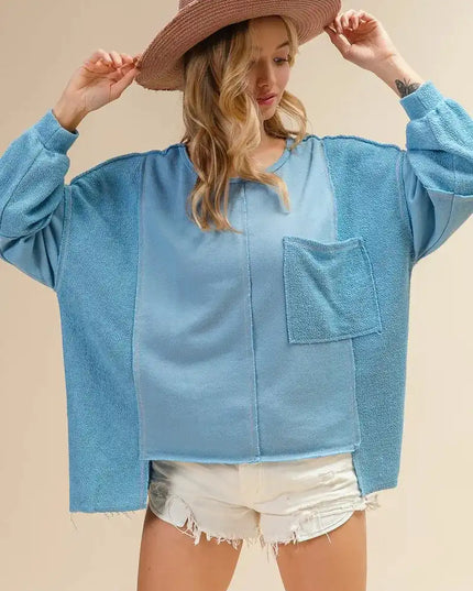 BiBi Oversized Pocket Front Sweatshirt - Sleekdenim.com
