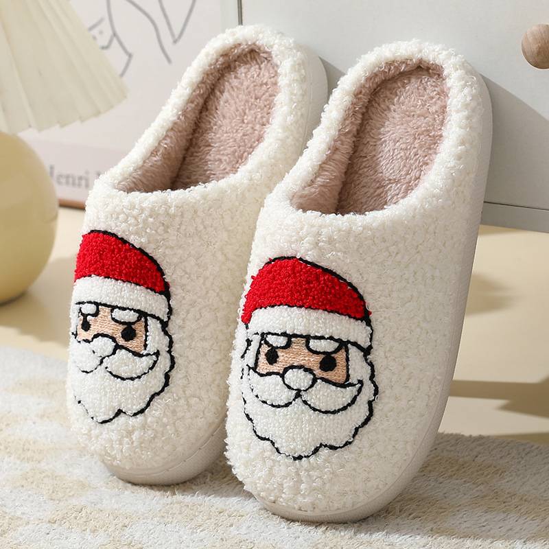 Christmas Santa, Rudolph Terry Fuzzy Fleece Slippers