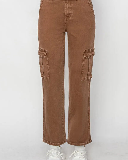 Risen Full Size High Rise Cargo Jeans - Sleekdenim.com