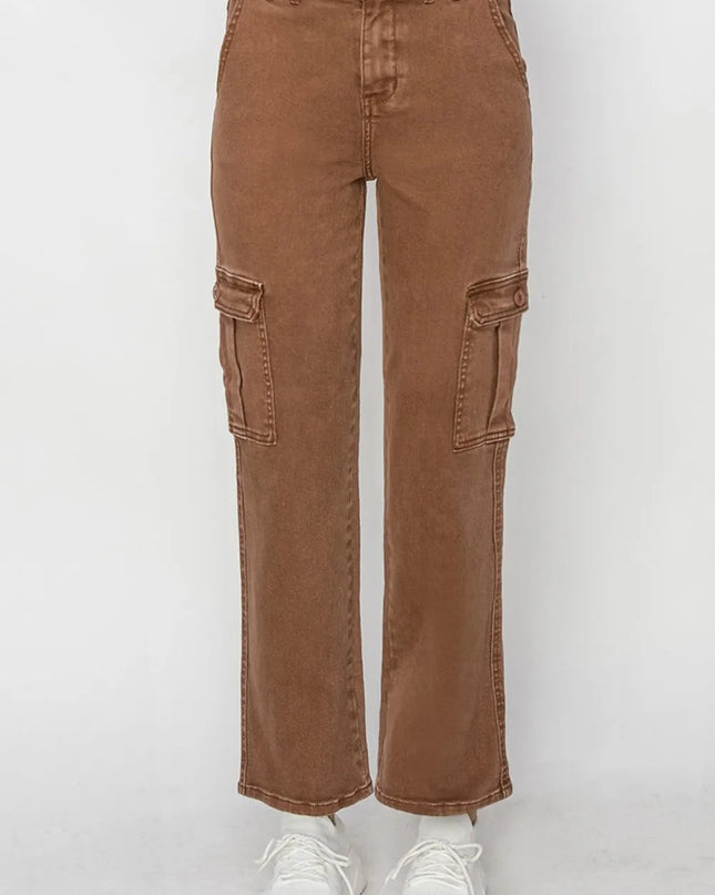 Risen Full Size High Rise Cargo Jeans - Sleekdenim.com