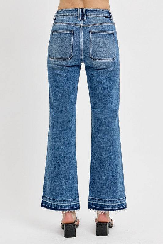 RISEN Full Size Raw Hem Ankle Bootcut Jeans Plus Size | Sleekdenim.com