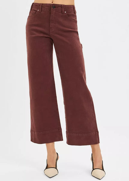 RISEN Tummy Control High Rise Crop Wide No Waist Band Pants - Sleekdenim.com