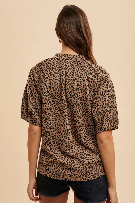Annie Wear Animal Print Knit Volume Sleeve Blouse - Sleekdenim.com