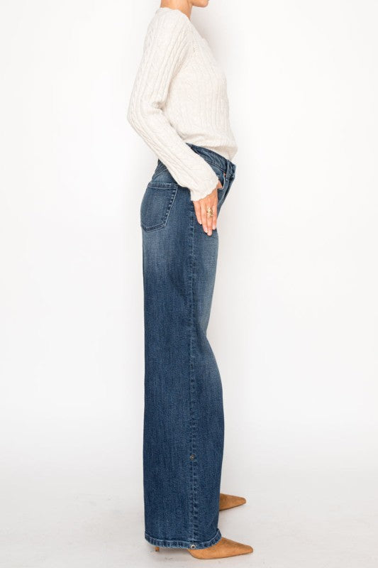AT2110WDD TUMMY CONTROL HIGH RISE A-WIDE JEANS - Sleekdenim.com