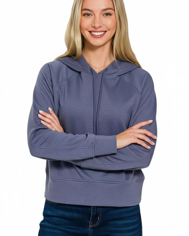 Zenana Drawstring Scuba Hoodie - Sleekdenim.com