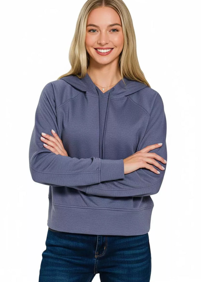 Zenana Drawstring Scuba Hoodie - Sleekdenim.com
