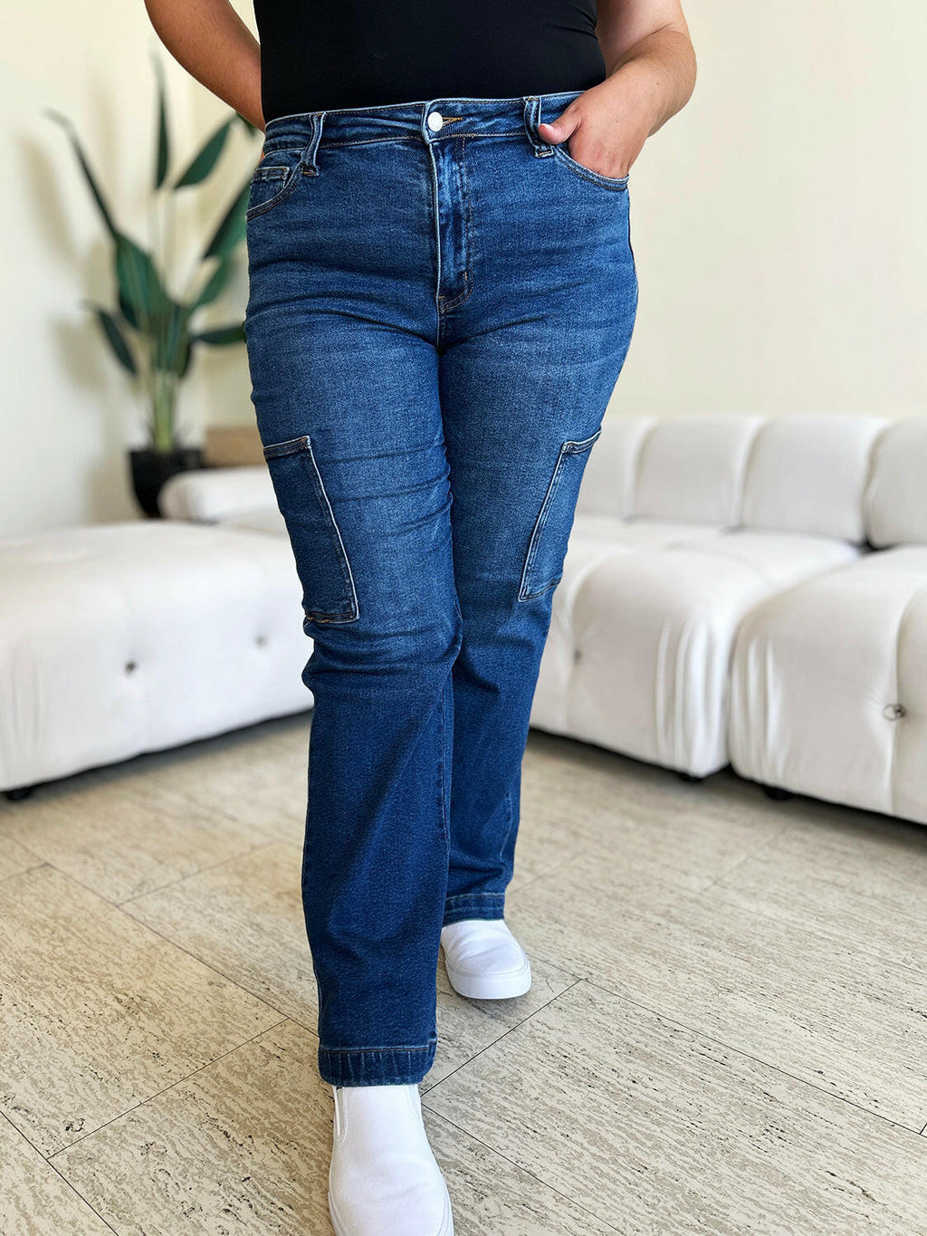 Judy Blue Full Size High Waist Cargo Jeans | Sleekdenim.com