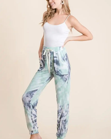 BiBi Tie Dye French Terry Casual Sweat Pants - Sleekdenim.com