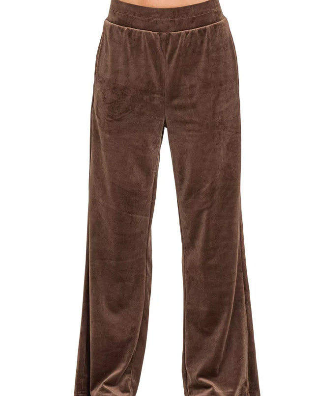 Zenana Velvet Zip Up Hoodie and Pants Set - Sleekdenim.com