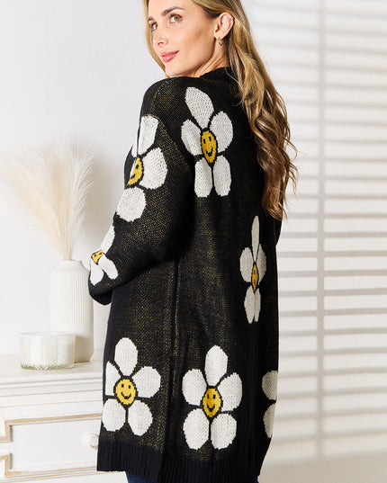 Perfee Floral Button Down Longline Cardigan - Sleekdenim.com