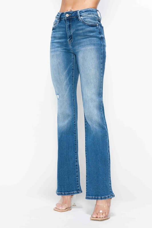 Bytos Full Size Distressed High Rise Jeans with Pockets.