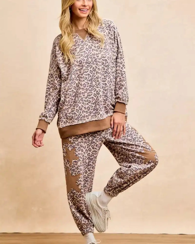 BiBi Leopard Printed French Terry Sweatshirt - Sleekdenim.com