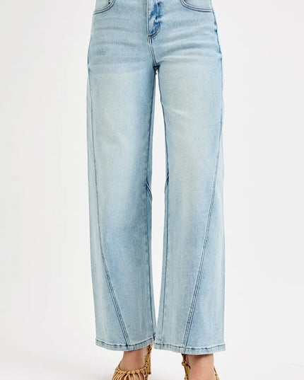 RISEN Full Size Mid Rise Fit Barrel Jeans Plus Size - Sleekdenim.com