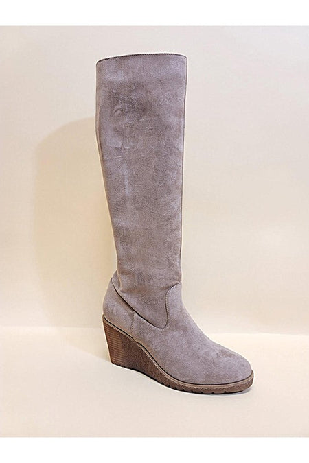 NAVAEH-WEDGES KNEE HIGH BOOTS | Sleekdenim.com