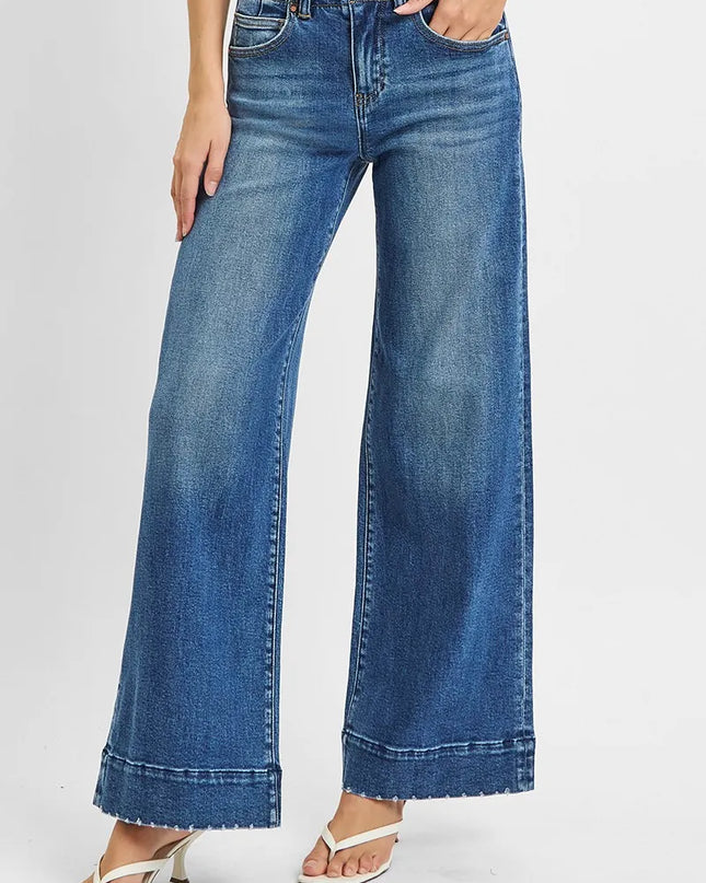 RISEN Full Size High Rise Ankle Wide Seam Detailed Jeans Plus Size - Sleekdenim.com