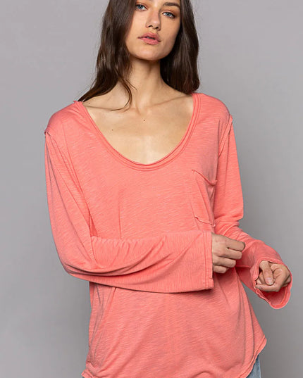 POL Chest Pocket Long Sleeve T-Shirt - Sleekdenim.com