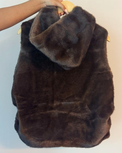 Real Feel Faux Mink Fur Hooded Vest - Sleekdenim.com