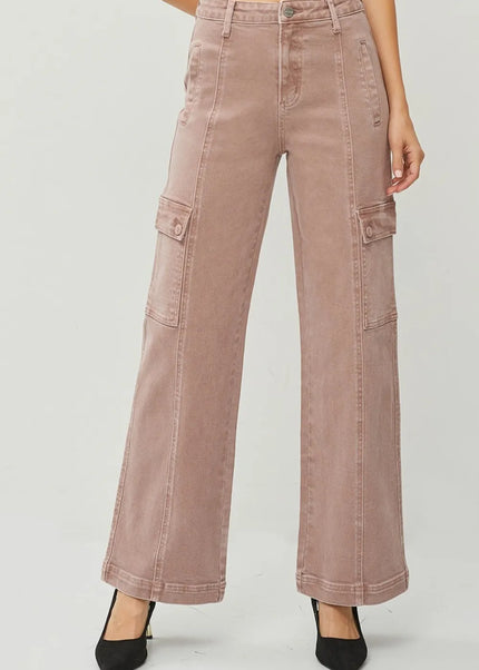 RISEN Full Size High Rise Wide Leg Cargo Jeans - Sleekdenim.com