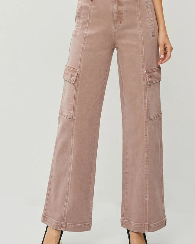RISEN Full Size High Rise Wide Leg Cargo Jeans - Sleekdenim.com