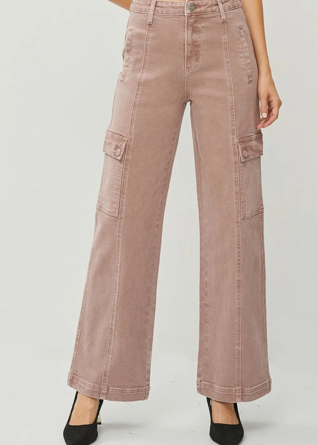 RISEN Full Size High Rise Wide Leg Cargo Jeans - Sleekdenim.com