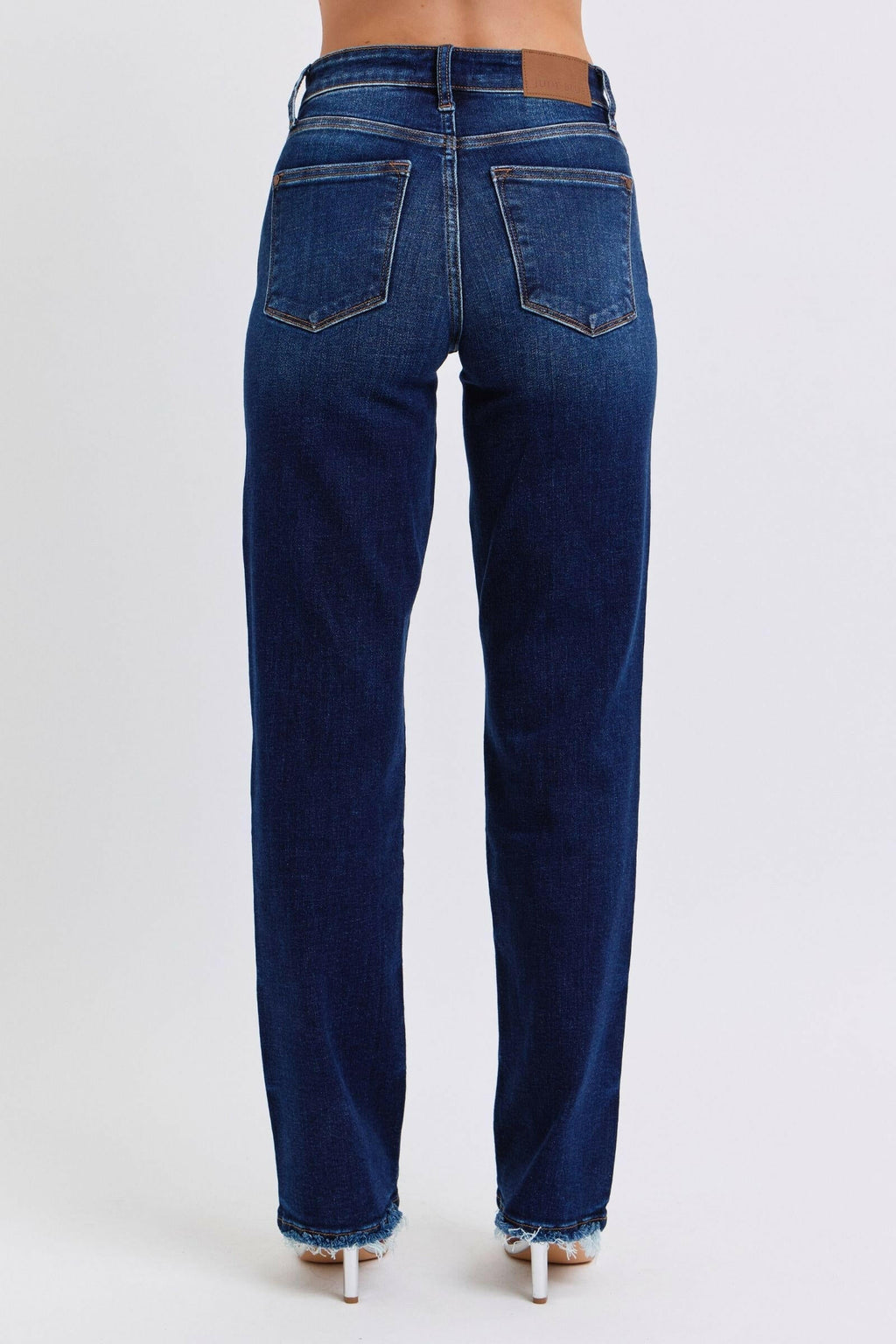 Judy Blue Full Size Raw Hem Straight Leg Jeans | Sleekdenim.com