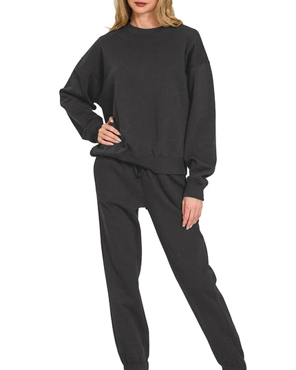 Zenana Fleece Long Sleeve Pullover & Jogger Set - Sleekdenim.com