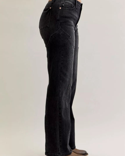 Judy Blue Mid Rise Straight Western Seam Detail Jeans - Sleekdenim.com