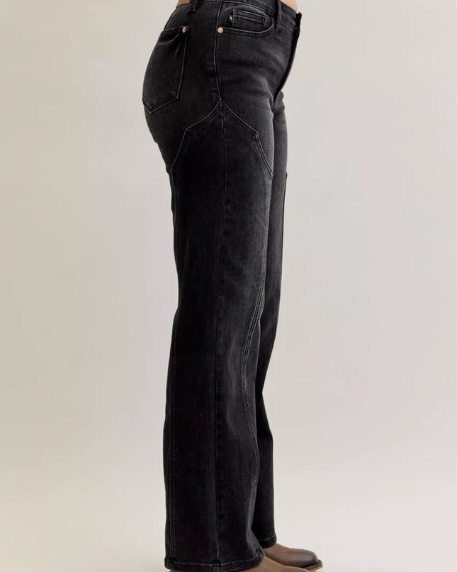 Judy Blue Mid Rise Straight Western Seam Detail Jeans - Sleekdenim.com