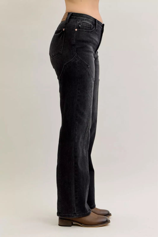 Judy Blue Mid Rise Straight Western Seam Detail Jeans - Sleekdenim.com