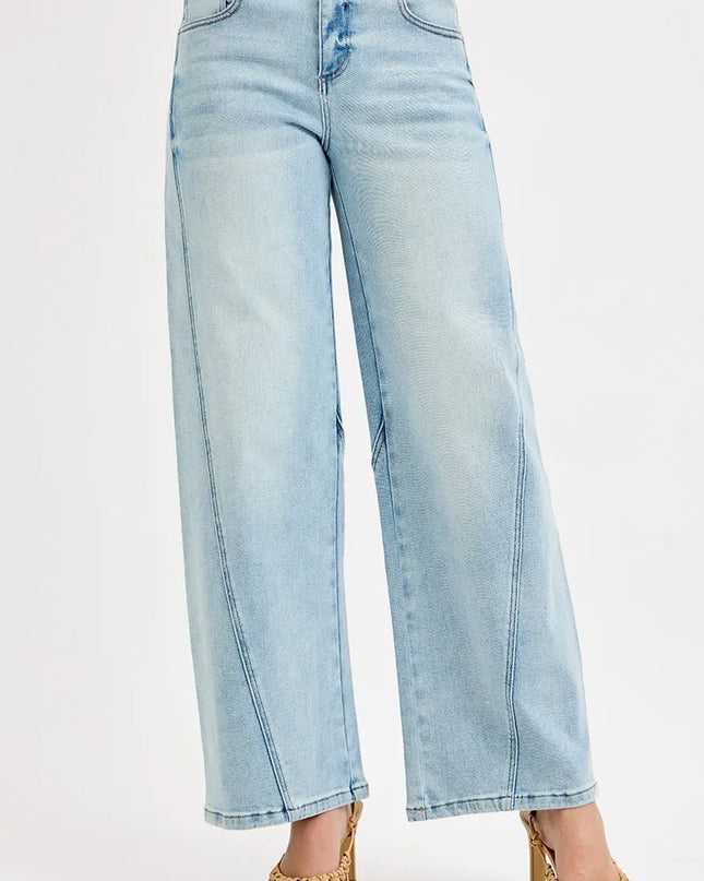 RISEN Full Size Mid Rise Fit Barrel Jeans Plus Size - Sleekdenim.com