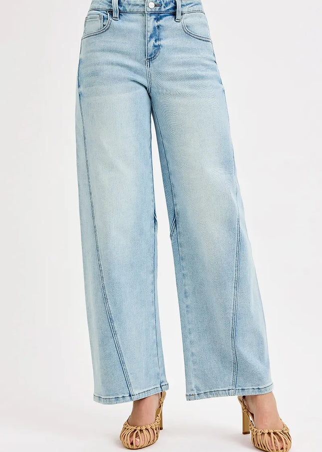 RISEN Full Size Mid Rise Fit Barrel Jeans Plus Size - Sleekdenim.com