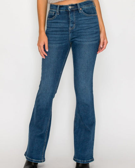 AT20004D - TUMMY CONTROL HIGH RISE BOOTCUT JEANS * - Sleekdenim.com