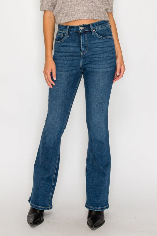 AT20004D - TUMMY CONTROL HIGH RISE BOOTCUT JEANS * - Sleekdenim.com
