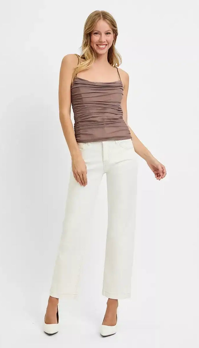 RISEN Tummy Control Mid Rise Ankle Straight Jeans - Sleekdenim.com