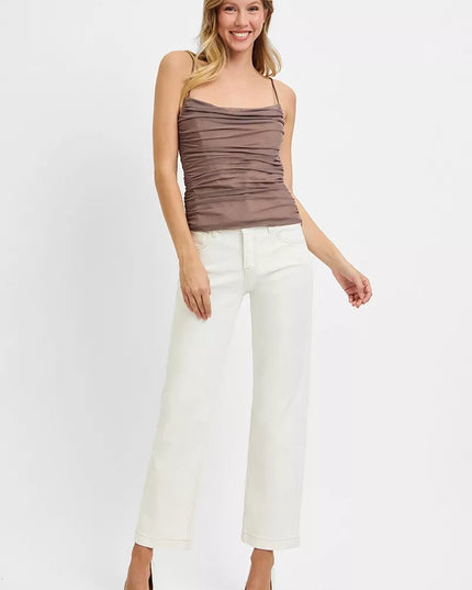 RISEN Full Size Tummy Control Mid Rise Ankle Straight Jeans Plus Size - Sleekdenim.com