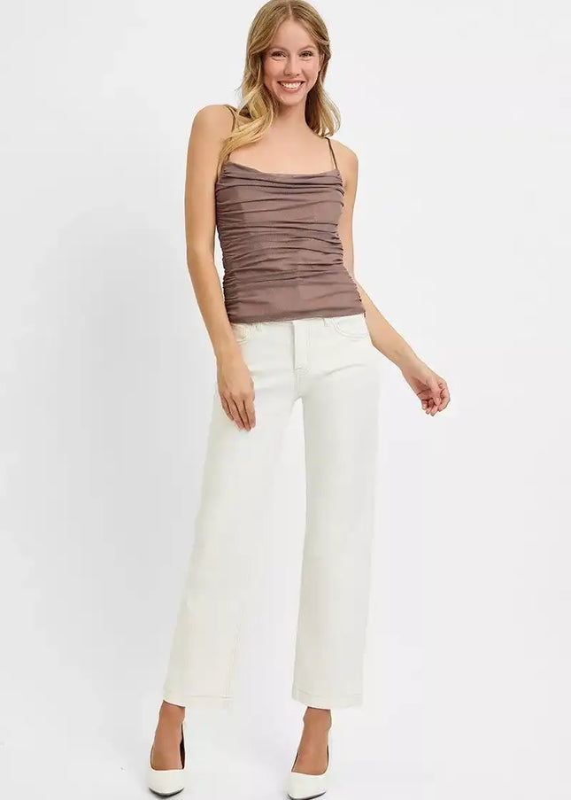 RISEN Tummy Control Mid Rise Ankle Straight Jeans - Sleekdenim.com