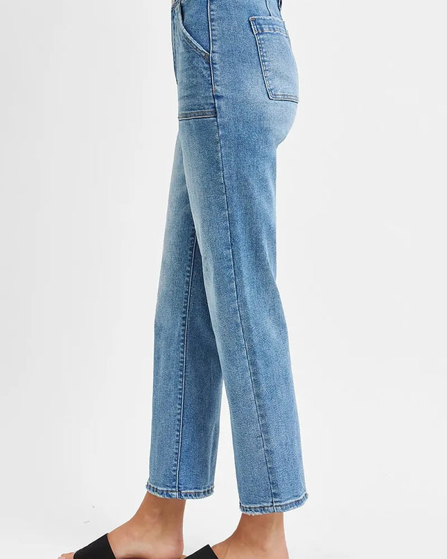 RISEN Full Size High Waisted Bootcut Cropped Jeans Plus Size - Sleekdenim.com