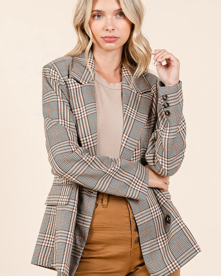 Mittoshop Plaid Double Breasted Relaxed Fit Blazer - Sleekdenim.com