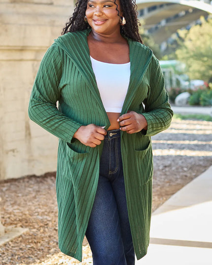 Basic Bae Full Size Hooded Sweater Cardigan - Sleekdenim.com