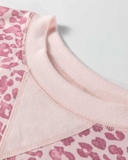 Leopard Patchwork Crew Neck Sweatshirt - Sleekdenim.com