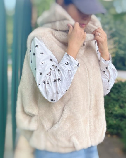 Real Feel Faux Mink Fur Hooded Vest - Sleekdenim.com